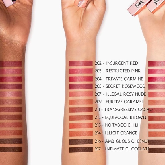 YSL Rouge Pur Couture The Slim Glow Matte Lipstick #217 INTIMATE CHOCOLATE. 2.1g - Picture 2 of 2